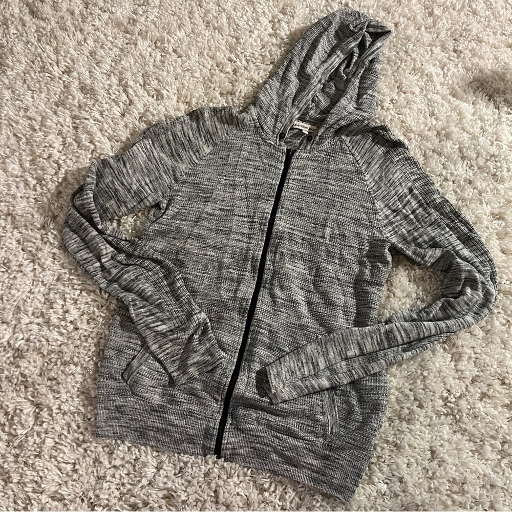 CALVIN KLEIN JEANS GREY KNITTED SWEATER COMFY LOUNGEWEAR HOODIE